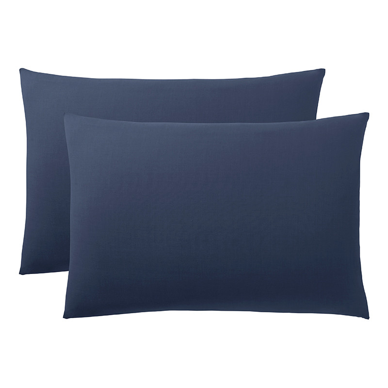 Lot de 2 taies d'oreiller Bleu marine 50 x 70 cm / 100% Coton / 57 fils/cm²