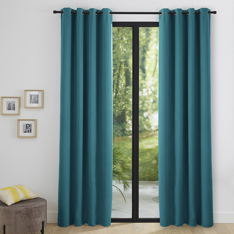 Lot de 2 rideaux occultant thermique turquoise 140 x 260 cm