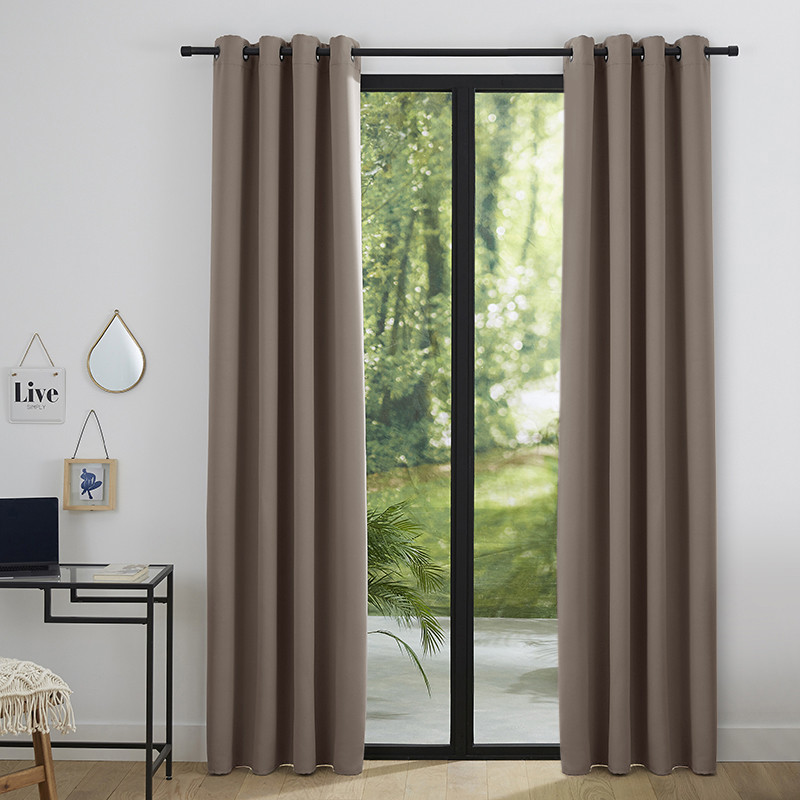 Lot de 2 rideaux occultant taupe foncé 140 x 260 cm