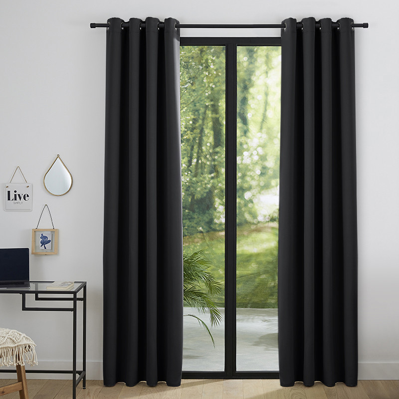 Lot de 2 rideaux occultant noir 140 x 260 cm