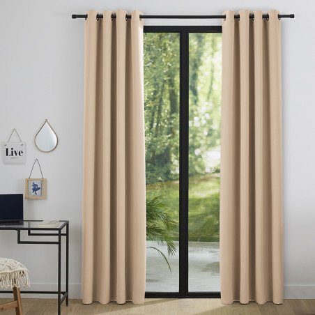 Lot de 2 rideaux occultant beige clair 140 x 260 cm