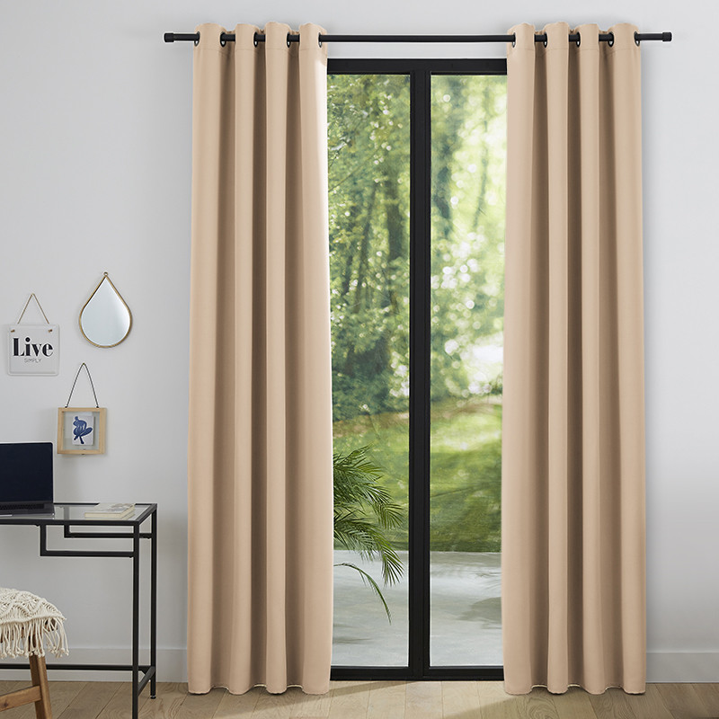 Lot de 2 rideaux occultant beige 140 x 260 cm