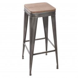 Tabouret métal "Joris" grand modèle métal & bois Atmosphera