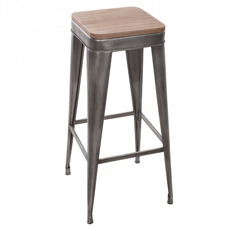 Tabouret métal "Joris" grand modèle métal & bois Atmosphera