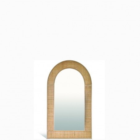 Miroir rotin tissé naturel Cannage "Arche" hauteur 95 cm Opjet