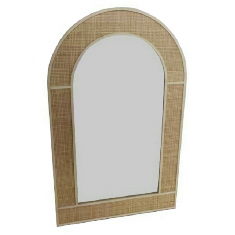 Miroir rotin tissé naturel Cannage "Arche" hauteur 95 cm Opjet