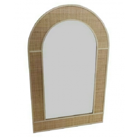 Miroir rotin tissé naturel Cannage "Arche" hauteur 95 cm Opjet
