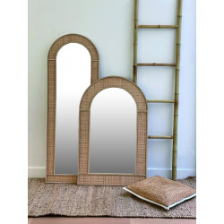 Miroir rotin tissé naturel Cannage "Arche" hauteur 95 cm Opjet
