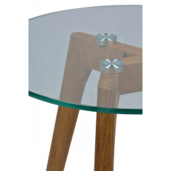 Lot de 2 tables basses gigognes en verre trempé et bois d'hévéa Opjet