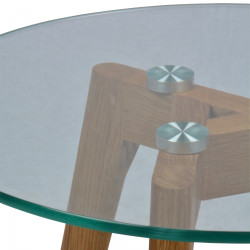 Lot de 2 tables basses gigognes en verre trempé et bois d'hévéa Opjet