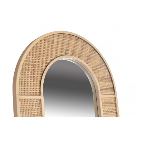 Miroir rotin tissé naturel Cannage "Arche" hauteur 95 cm Opjet