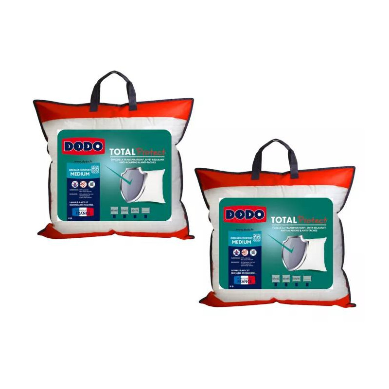 Lot de 2 Oreillers 60 x 60 cm Total Protect Fibre VOLUPT’AIR® Dodo