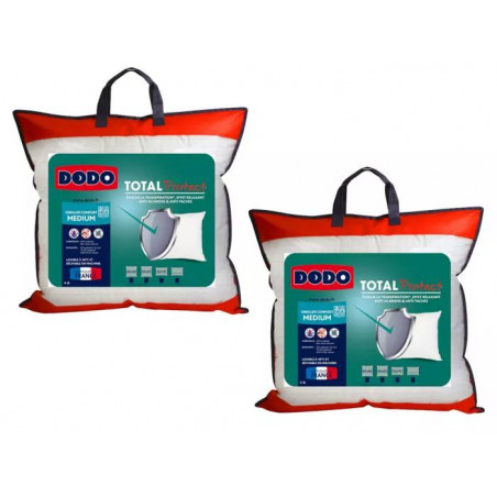Lot de 2 Oreillers 60 x 60 cm Total Protect Fibre VOLUPT’AIR® Dodo