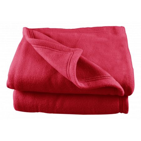 Couverture polaire  240 x 260 cm fraise "Grande largeur"