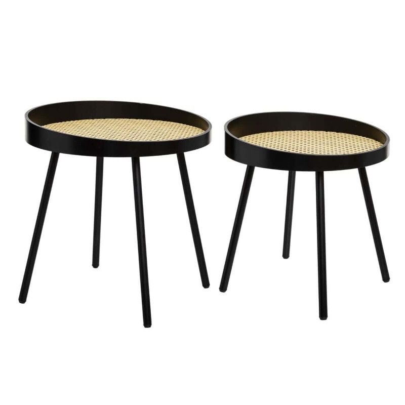 Lot de 2 tables à café "Arty", cannage rotin Atmosphera