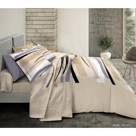 Pack complet Declic Naturel housse de couette pour lit 160 x 200 cm 100% coton / 57 fils/cm²