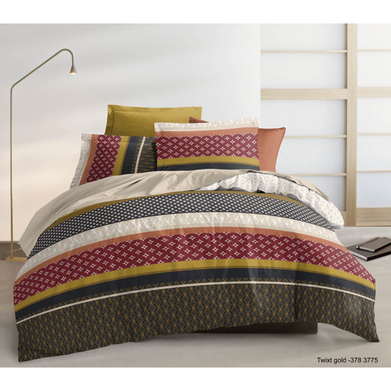 Pack complet Twixt Gold housse de couette pour lit 140 x 190 cm 100% coton / 57 fils/cm²