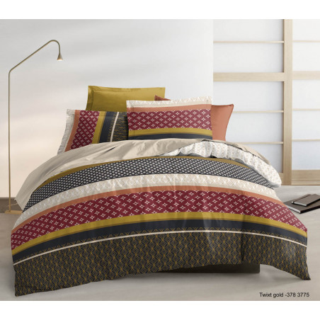 Pack complet Twixt Gold housse de couette pour lit 140 x 190 cm 100% coton / 57 fils/cm²