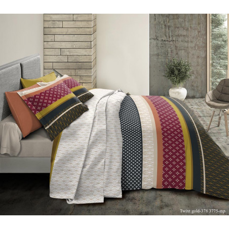 Pack complet Twixt Gold housse de couette pour lit 140 x 190 cm 100% coton / 57 fils/cm²