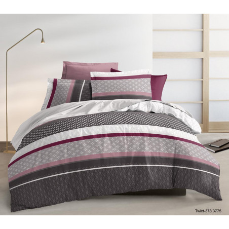 Pack complet Twixt Vin housse de couette pour lit 140 x 190 cm 100% coton / 57 fils/cm²