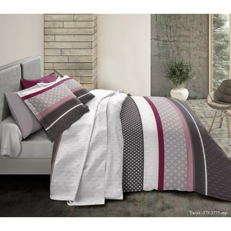 Pack complet Twixt Vin housse de couette pour lit 160 x 200 cm 100% coton / 57 fils/cm²