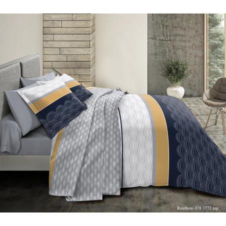 Pack complet Rainbow Bleu housse de couette pour lit 140 x 190 cm 100% coton / 57 fils/cm²