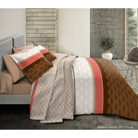 Pack complet Rainbow Choco housse de couette pour lit 180 x 200 cm "King size" 100% coton / 57 fils/cm²