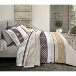 Pack complet Pois Tendance Choco housse de couette pour lit 160 x 200 cm 100% coton / 57 fils/cm²