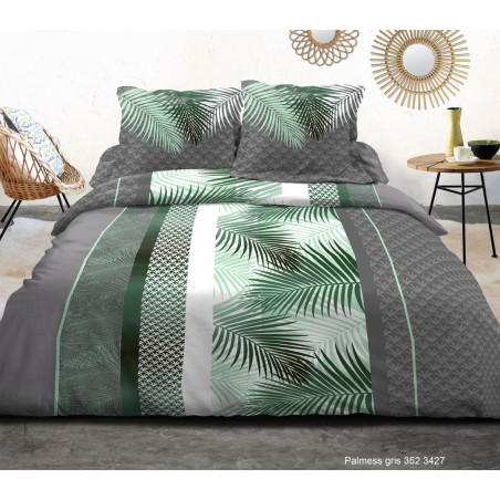 Pack complet Palmess Vert housse de couette pour lit 160 x 200 cm 100% coton / 57 fils/cm²