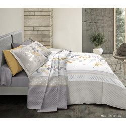 Pack complet Muse Gris housse de couette pour lit 140 x 190 cm 100% coton / 57 fils/cm²