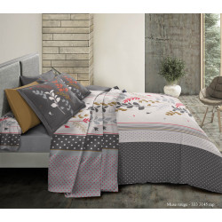 Pack complet Muse Rouge housse de couette pour lit 140 x 190 cm 100% coton / 57 fils/cm²