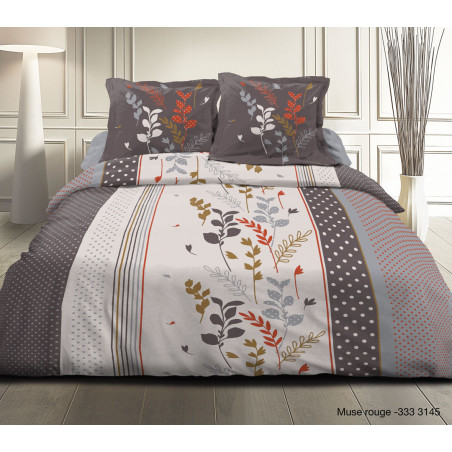 Pack complet Muse Rouge housse de couette pour lit 160 x 200 cm 100% coton / 57 fils/cm²
