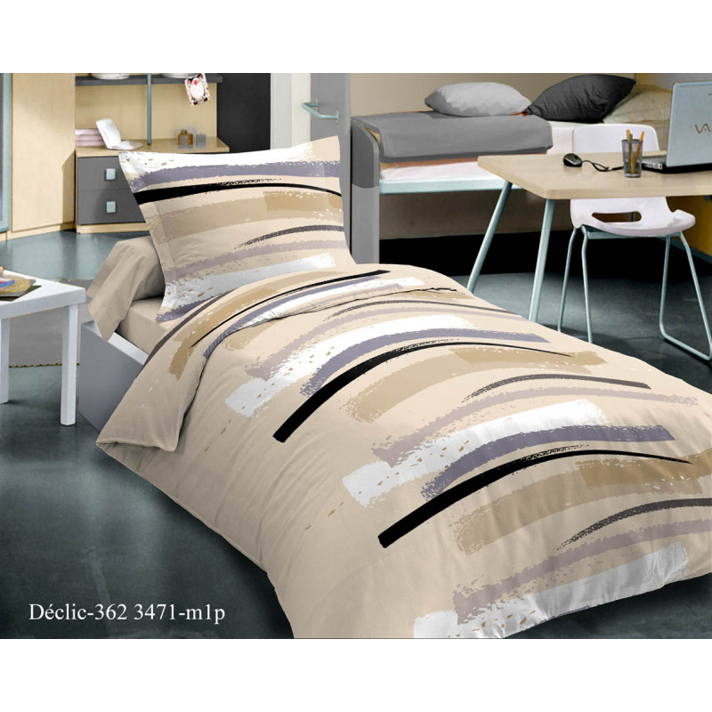 Parure de couette Declic Naturel pour lit 90 x 190 cm 100% coton / 57 fils/cm²