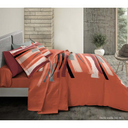 Parure de couette Declic Rouille pour lit 90 x 190 cm 100% coton / 57 fils/cm²