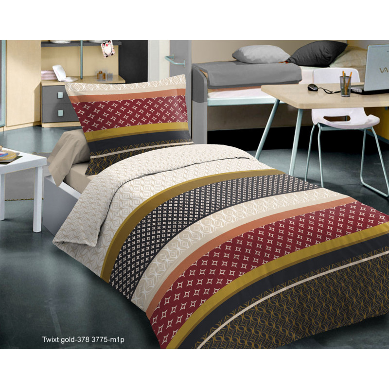 Parure de couette Twixt Gold pour lit 90 x 190 cm 100% coton / 57 fils/cm²