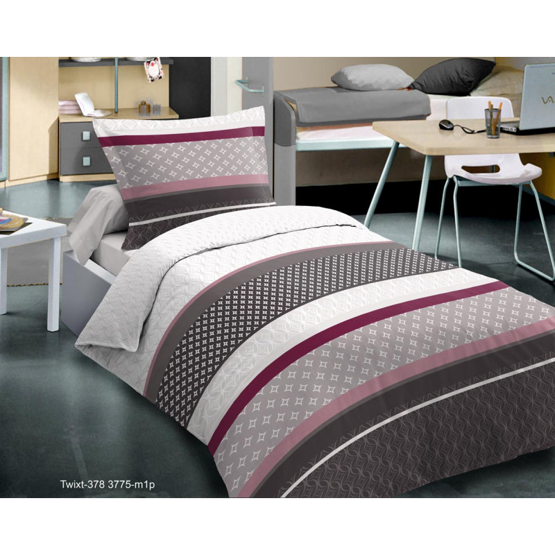 Parure de couette Twixt Vin pour lit 90 x 190 cm 100% coton / 57 fils/cm²