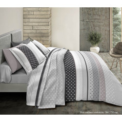 Parure de couette Pois Tendance Anthracite pour lit 90 x 190 cm 100% coton / 57 fils/cm²