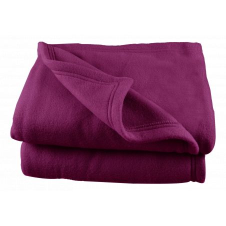Couverture polaire  240 x 260 cm "Grande largeur" prune