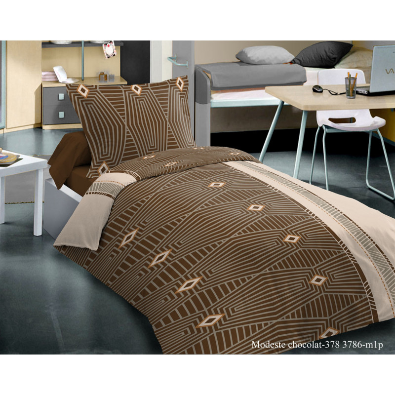 Parure de couette Modest Choco pour lit 90 x 190 cm 100% coton / 57 fils/cm²