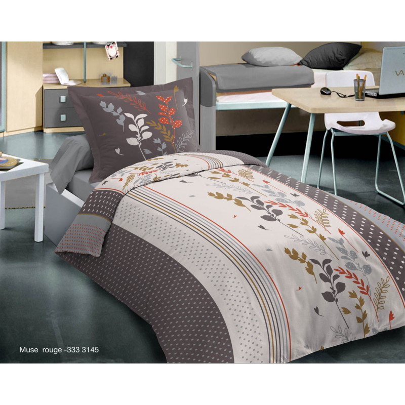 Parure de couette Muse Rouge pour lit 90 x 190 cm 100% coton / 57 fils/cm²