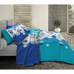 Parure de couette Kari Turquoise pour lit 90 x 190 cm 100% coton / 57 fils/cm²