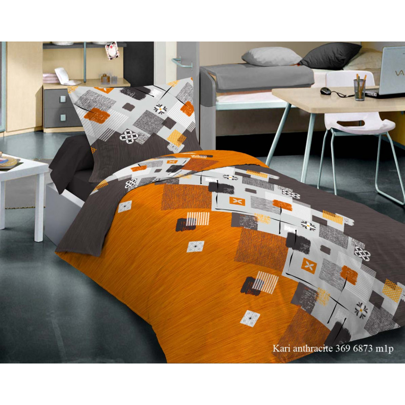 Parure de couette Kari Ambre pour lit 90 x 190 cm 100% coton / 57 fils/cm²