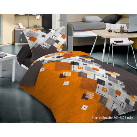 Parure de couette Kari Ambre pour lit 90 x 190 cm 100% coton / 57 fils/cm²