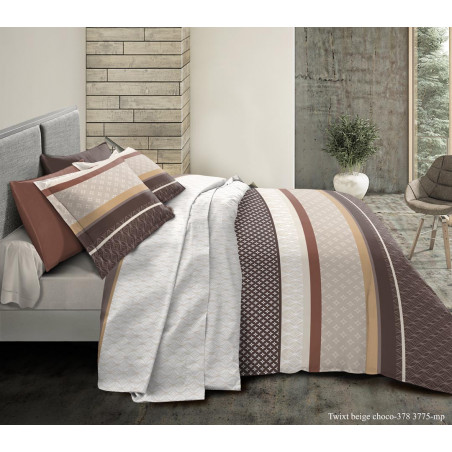Parure de couette Twixt Choco pour lit 90 x 190 cm 100% coton / 57 fils/cm²