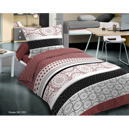 Parure de draps 3 pièces Rosae Choco pour lit 90 x 190 cm 100% coton / 57 fils/cm²