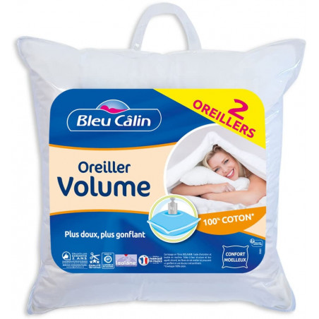 Lot de 2 Oreillers "Super Gonflant Isolane" Bleu Calin