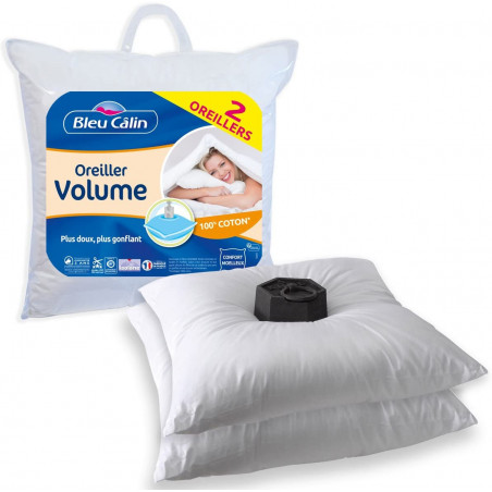 Lot de 2 Oreillers "Super Gonflant Isolane" Bleu Calin