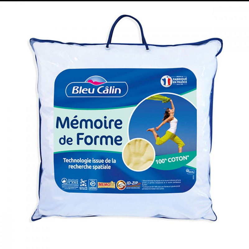 Oreiller à Mémoire de forme 60 x 60 cm "Mémofil" Bleu Calin