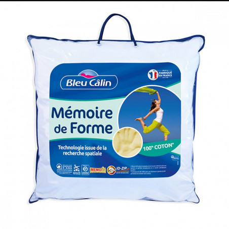 Oreiller à Mémoire de forme 60 x 60 cm "Mémofil" Bleu Calin