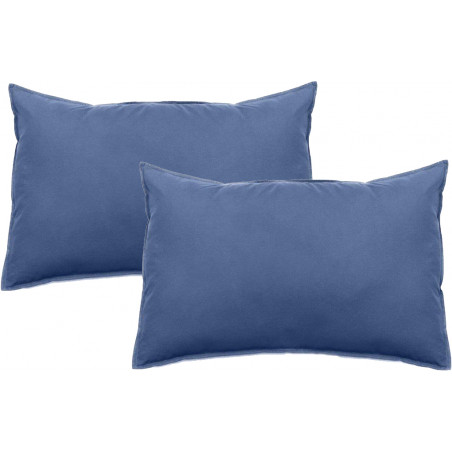 Lot de 2 taies d’oreiller Palace pur coton teint lavé 63 fils/cm² Vent du sud